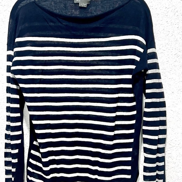 Vince linen Blue and White Knit Top S - Picture 2 of 8